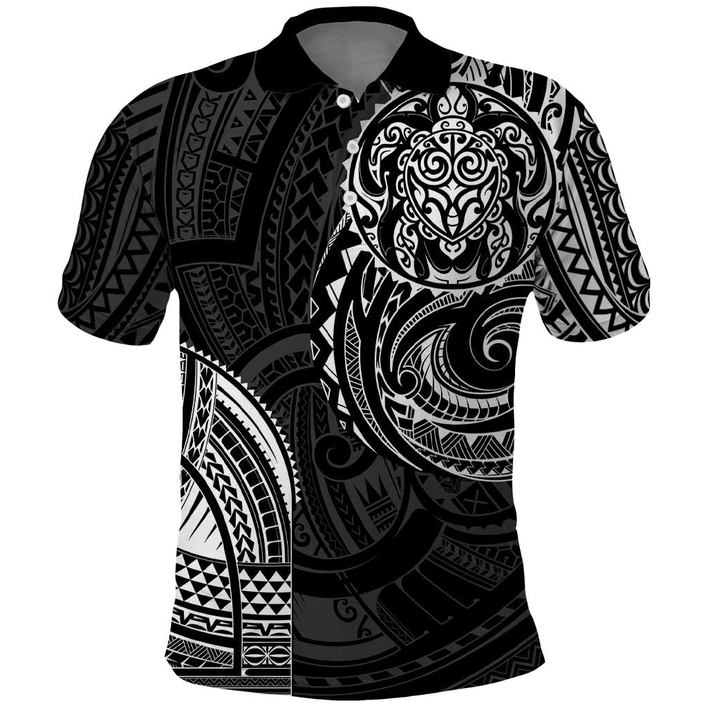 Polynesian Turtle Tribal Tattoo Polo Shirt Black Style