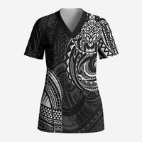 Polynesian Turtle Tribal Tattoo Scrub Top Black Style - Polynesian Pride