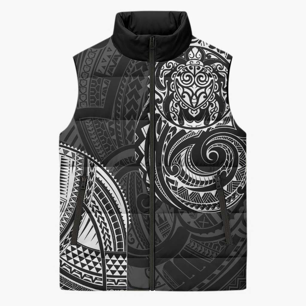 Polynesian Turtle Tribal Tattoo Sleeveless Puffer Jacket Black Style - Polynesian Pride