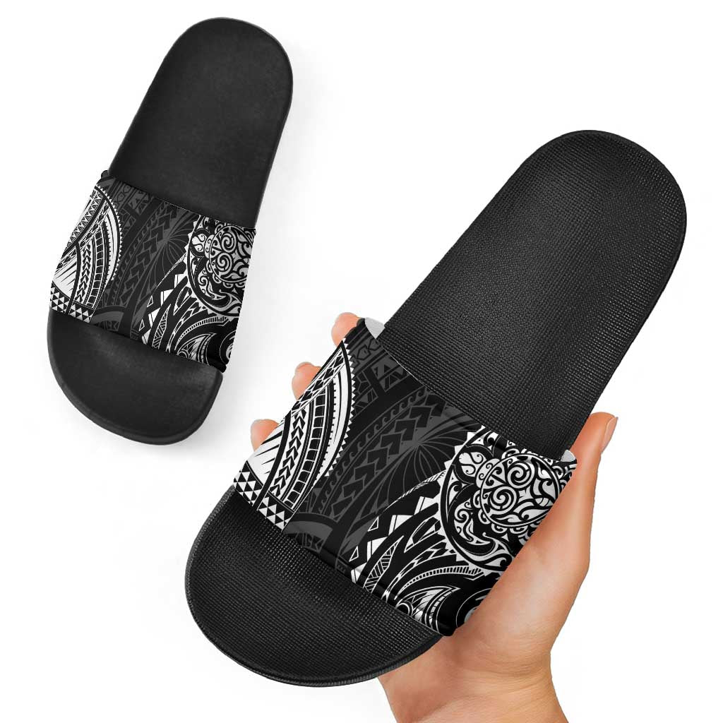 Polynesian Turtle Tribal Tattoo Slide Sandals Black Style - Polynesian Pride