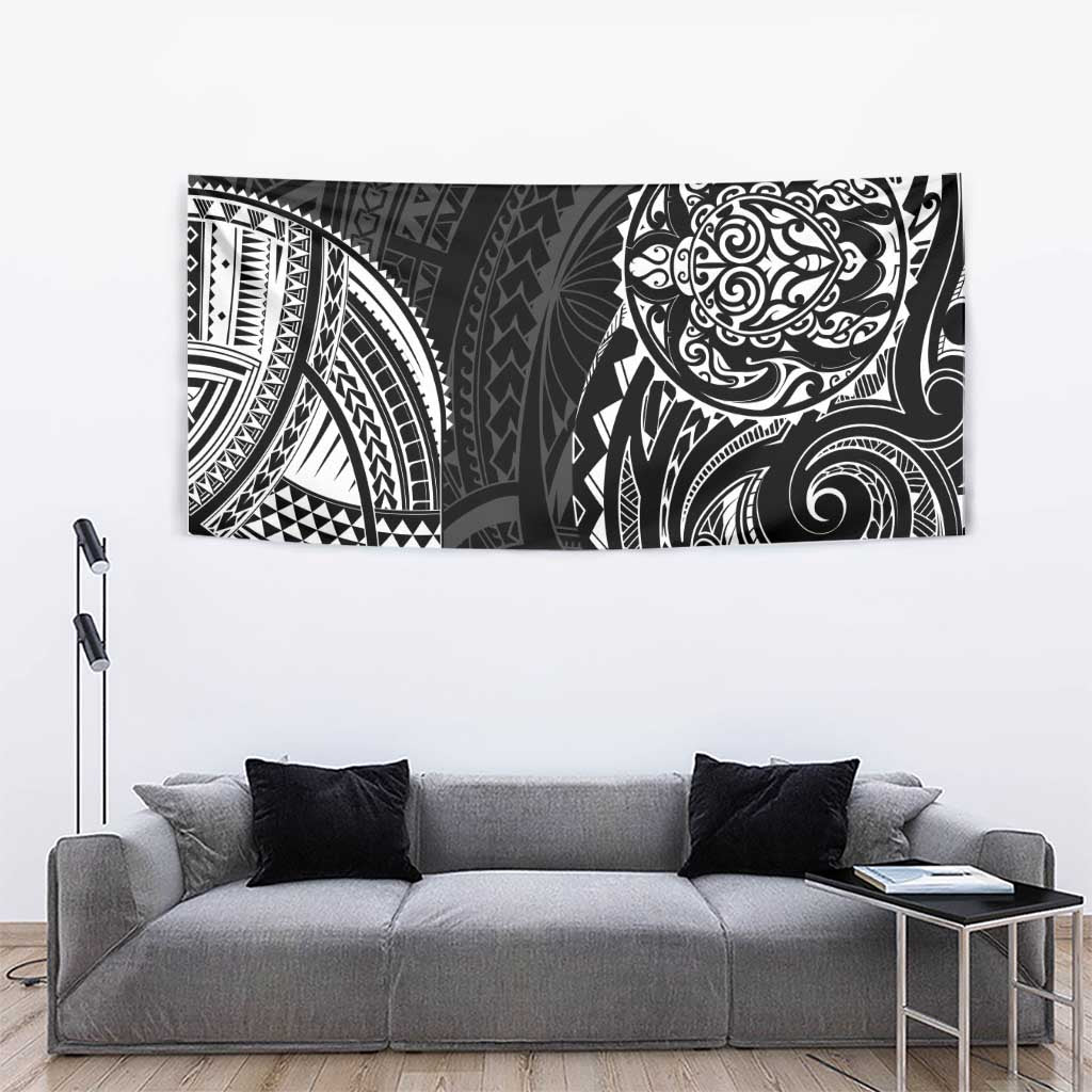 Polynesian Turtle Tribal Tattoo Tapestry Black Style