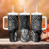 Polynesian Turtle Tribal Tattoo Tumbler With Handle Black Style