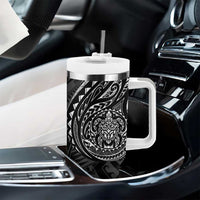Polynesian Turtle Tribal Tattoo Tumbler With Handle Black Style
