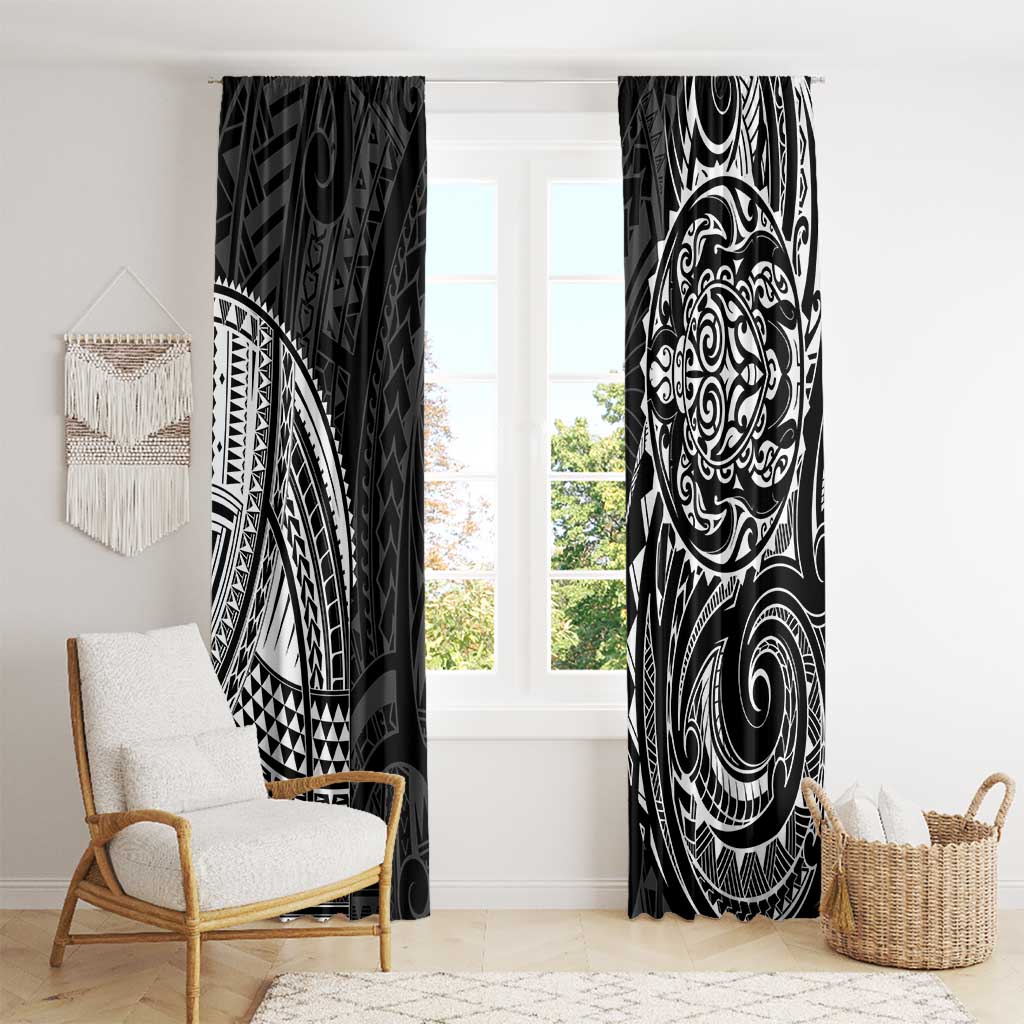 Polynesian Turtle Tribal Tattoo Window Curtain Black Style