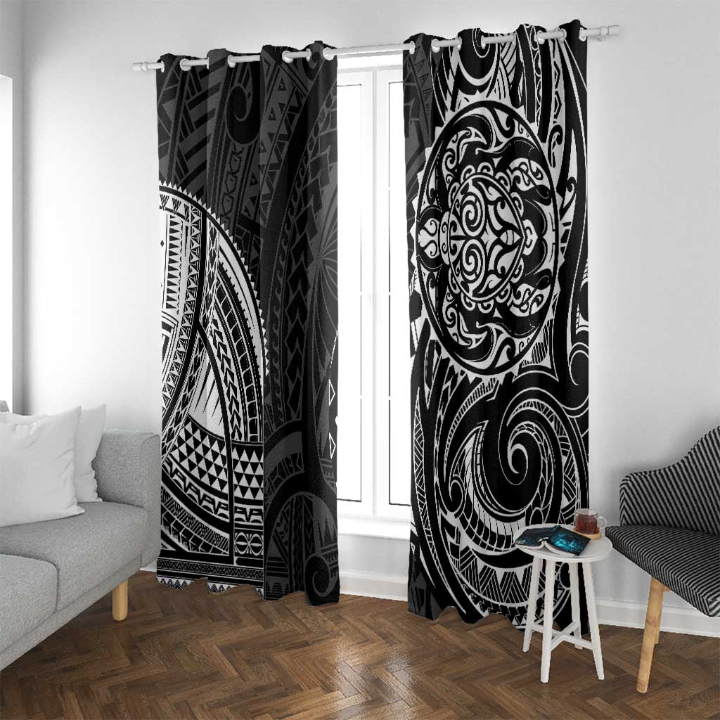 Polynesian Turtle Tribal Tattoo Window Curtain Black Style