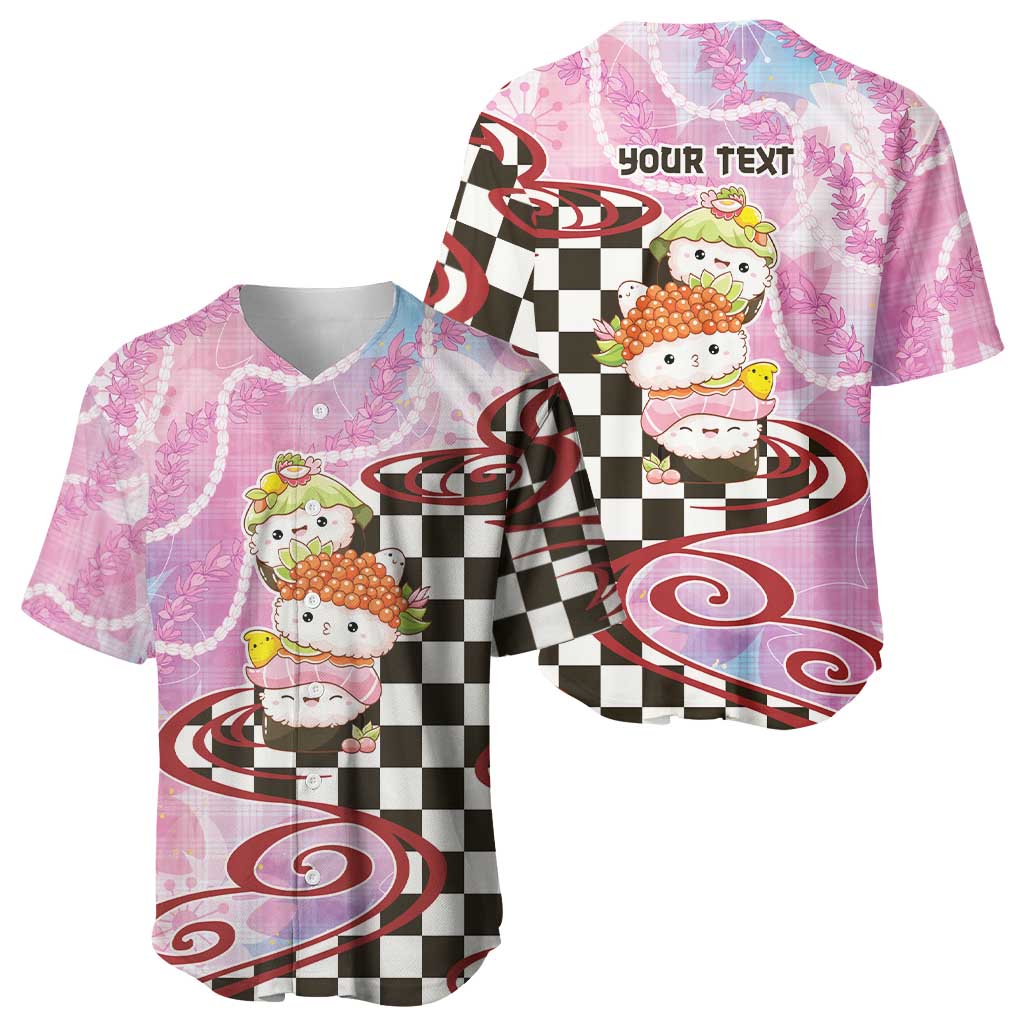 Personalized Japanese Kawaii Sushi Roll Baseball Jersey Wagara Palaka Pattern