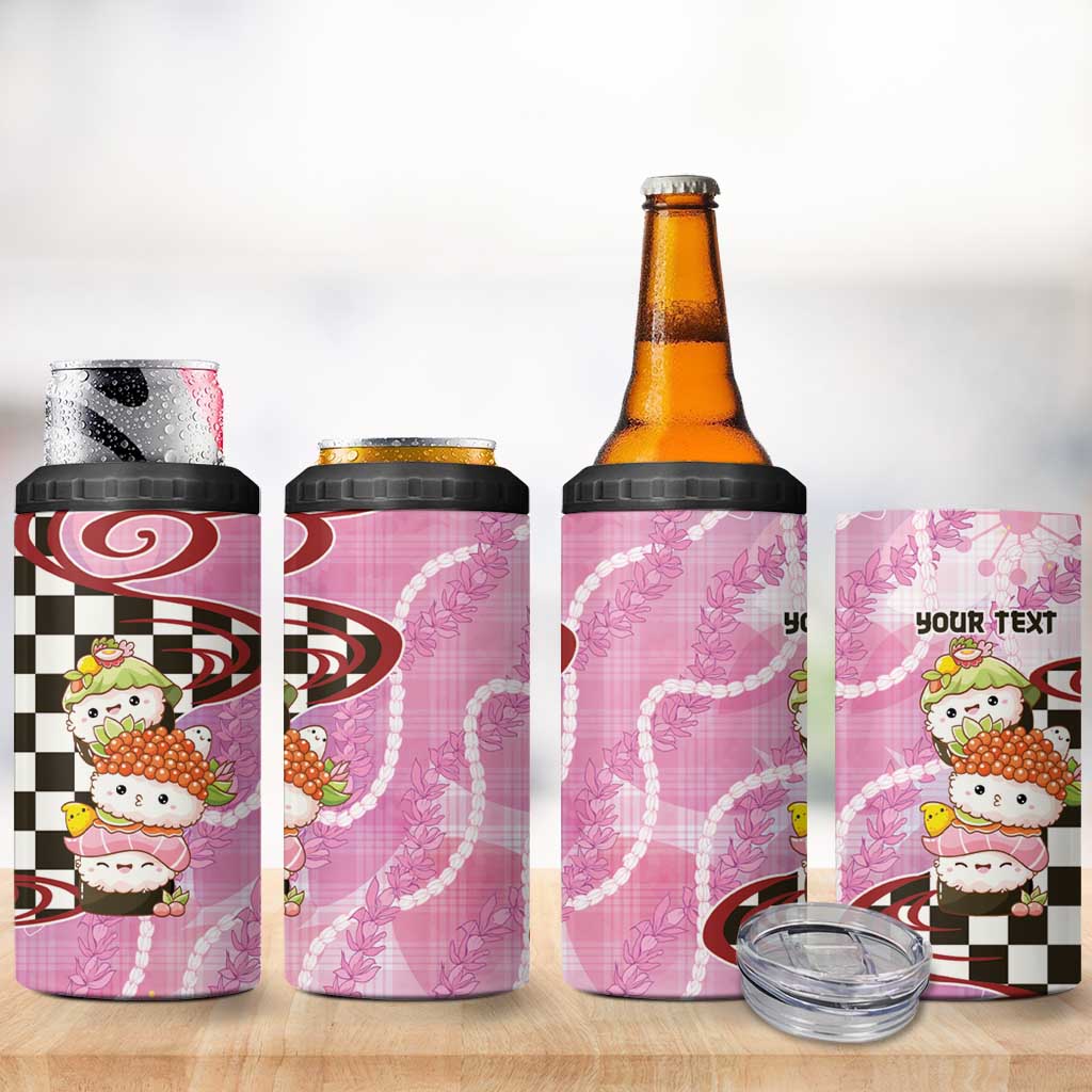 Personalized Japanese Kawaii Sushi Roll 4 in 1 Can Cooler Tumbler Wagara Palaka Pattern