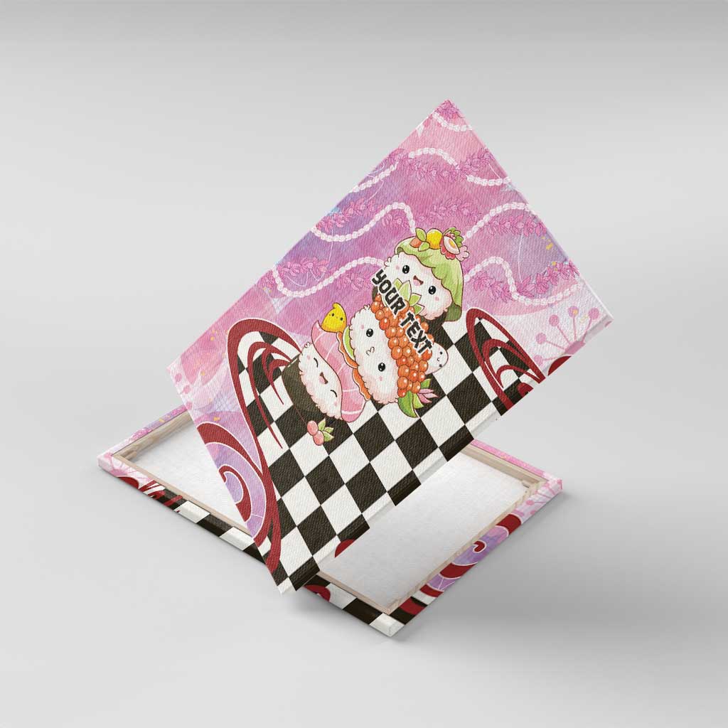 Personalized Japanese Kawaii Sushi Roll Canvas Wall Art Wagara Palaka Pattern