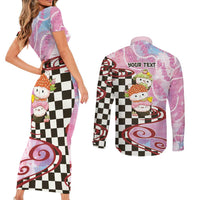 Personalized Japanese Kawaii Sushi Roll Couples Matching Short Sleeve Bodycon Dress and Long Sleeve Button Shirt Wagara Palaka Pattern