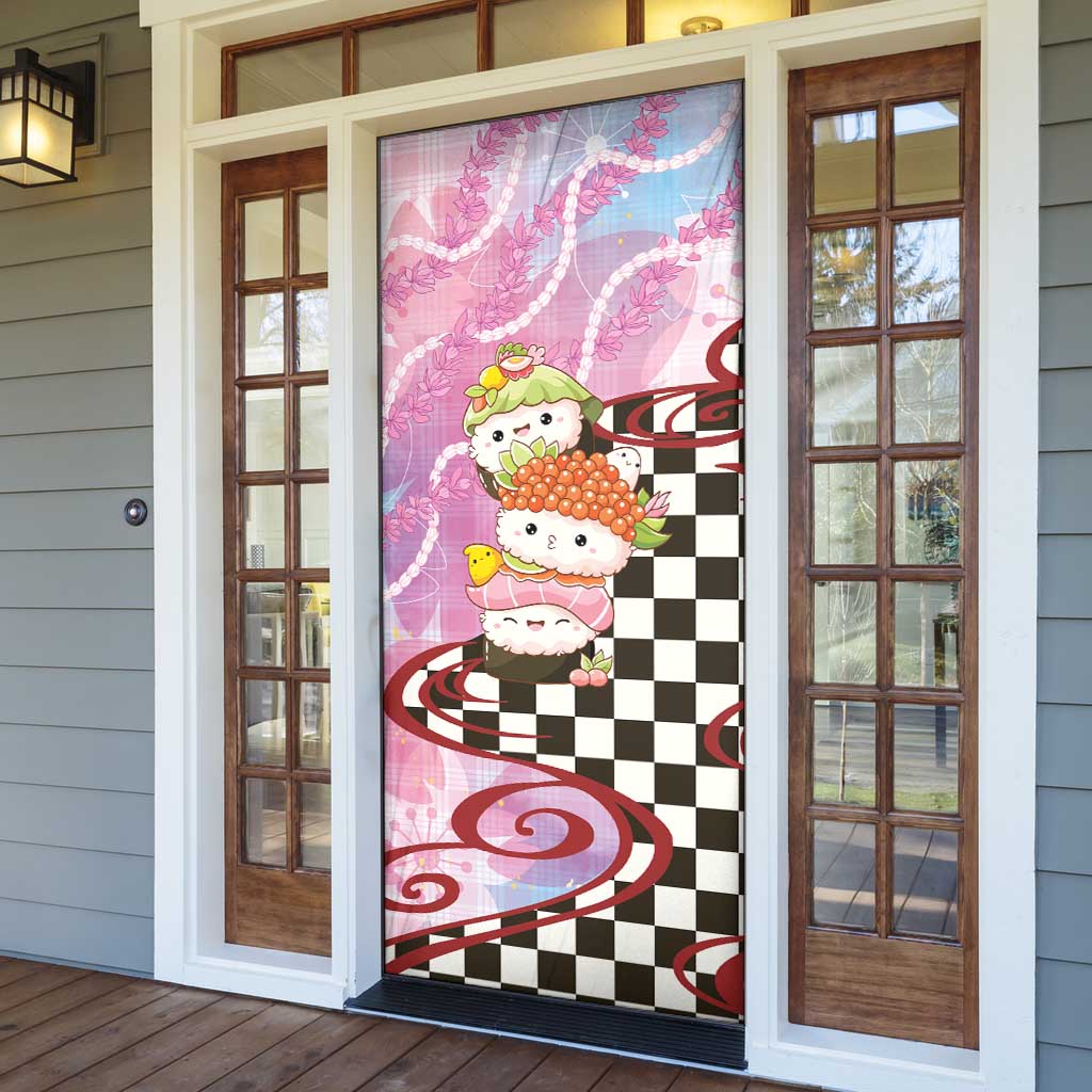 Personalized Japanese Kawaii Sushi Roll Door Cover Wagara Palaka Pattern
