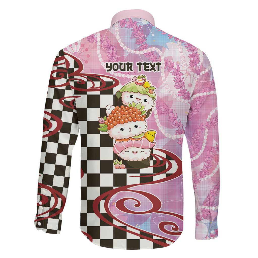 Personalized Japanese Kawaii Sushi Roll Family Matching Long Sleeve Bodycon Dress and Hawaiian Shirt Wagara Palaka Pattern