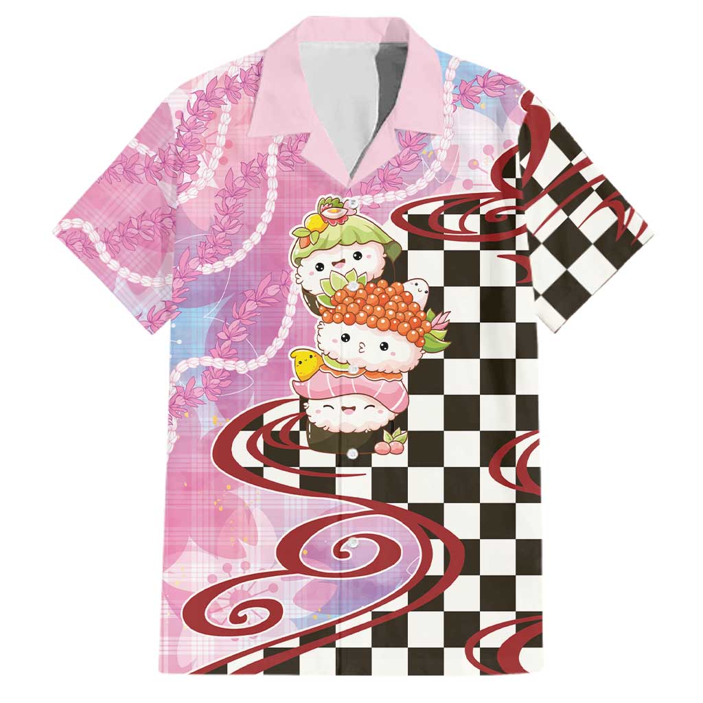 Personalized Japanese Kawaii Sushi Roll Family Matching Puletasi and Hawaiian Shirt Wagara Palaka Pattern