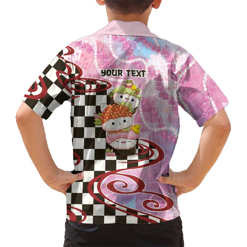 Personalized Japanese Kawaii Sushi Roll Family Matching Summer Maxi Dress and Hawaiian Shirt Wagara Palaka Pattern