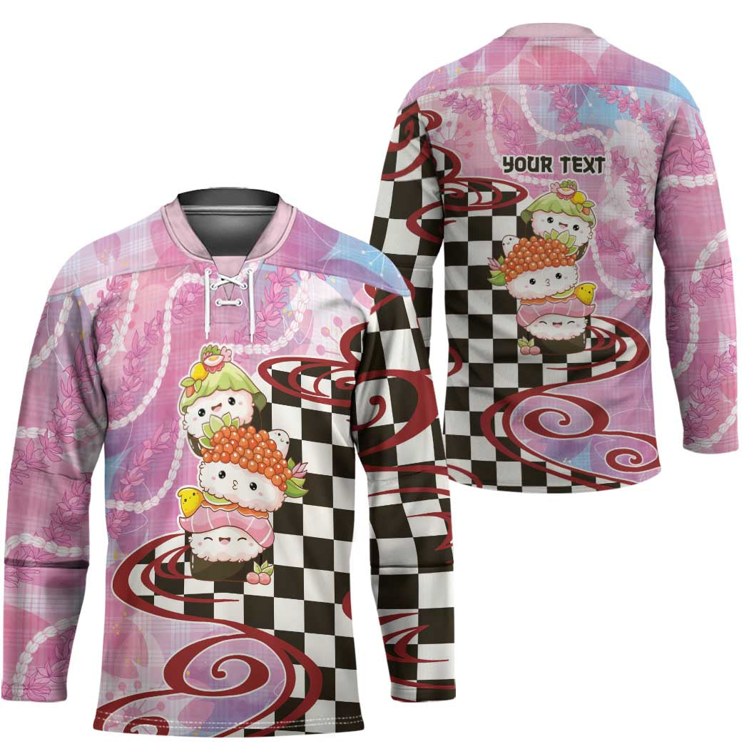 Personalized Japanese Kawaii Sushi Roll Hockey Jersey Wagara Palaka Pattern