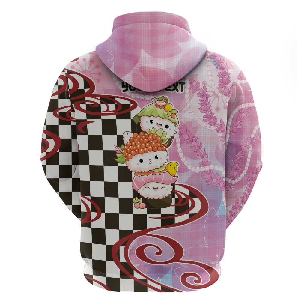 Personalized Japanese Kawaii Sushi Roll Hoodie Wagara Palaka Pattern