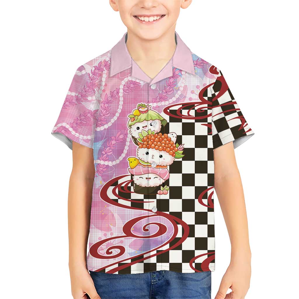 Personalized Japanese Kawaii Sushi Roll Kid Hawaiian Shirt Wagara Palaka Pattern
