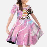 Personalized Japanese Kawaii Sushi Roll Kid Short Sleeve Dress Wagara Palaka Pattern