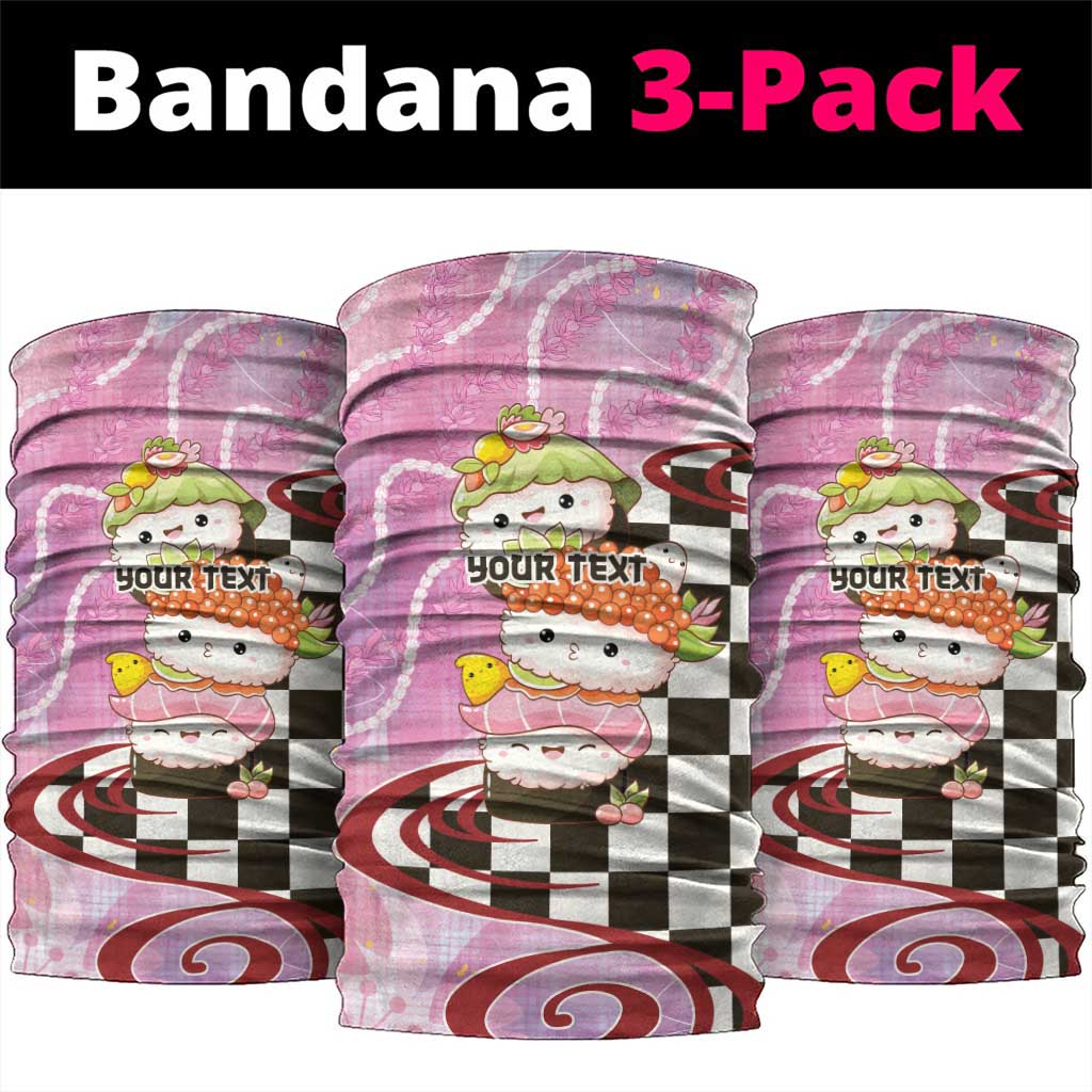 Personalized Japanese Kawaii Sushi Roll Neck Gaiter Wagara Palaka Pattern