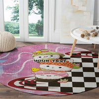 Personalized Japanese Kawaii Sushi Roll Round Carpet Wagara Palaka Pattern