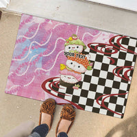 Personalized Japanese Kawaii Sushi Roll Rubber Doormat Wagara Palaka Pattern