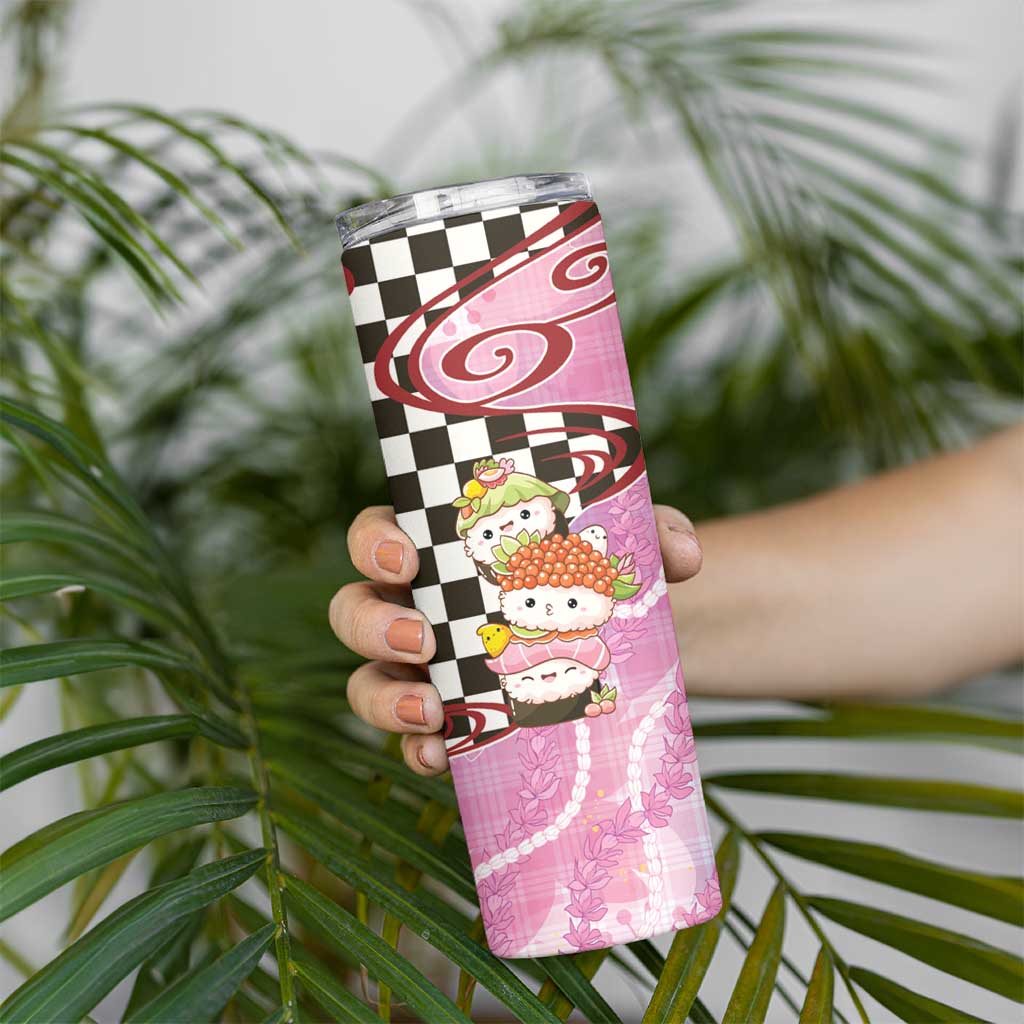 Personalized Japanese Kawaii Sushi Roll Skinny Tumbler Wagara Palaka Pattern