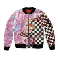 Personalized Japanese Kawaii Sushi Roll Sleeve Zip Bomber Jacket Wagara Palaka Pattern