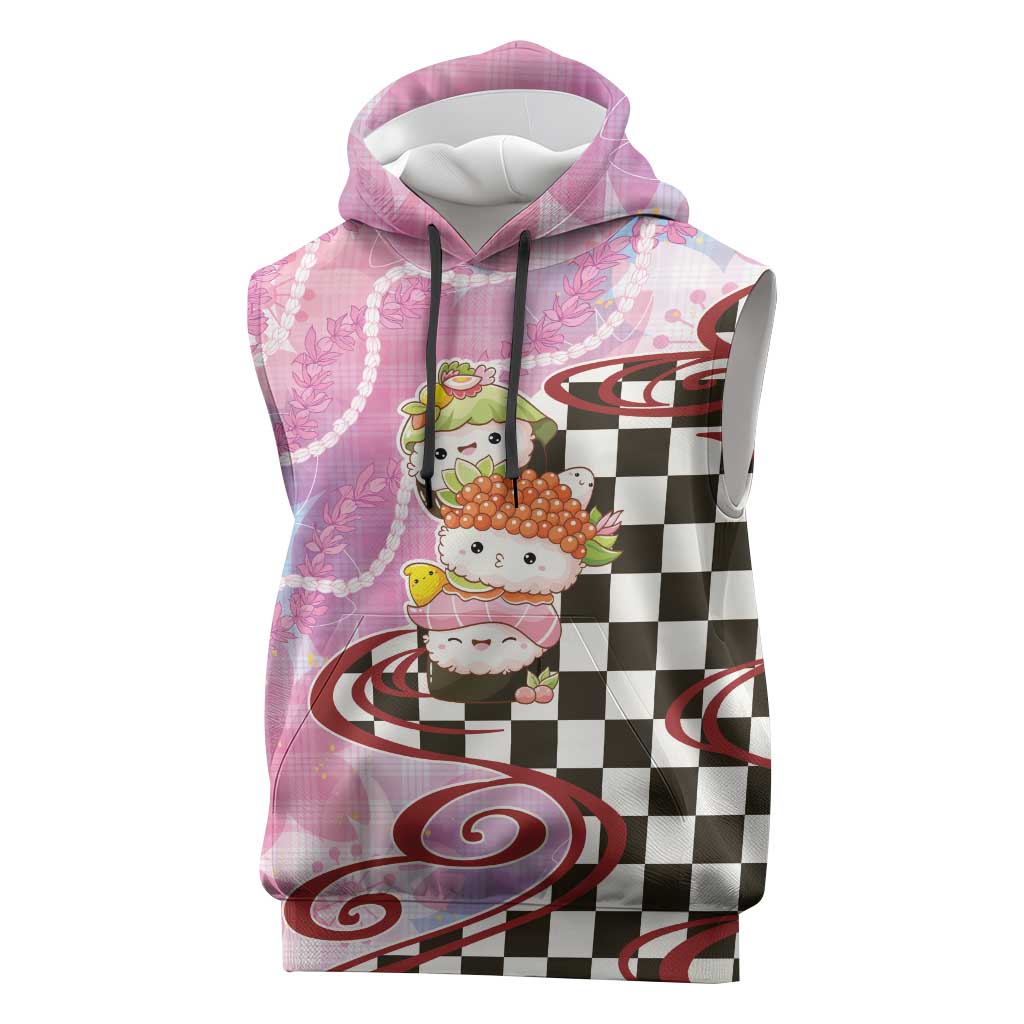 Personalized Japanese Kawaii Sushi Roll Sleeveless Hoodie Wagara Palaka Pattern