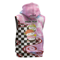 Personalized Japanese Kawaii Sushi Roll Sleeveless Hoodie Wagara Palaka Pattern