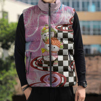 Personalized Japanese Kawaii Sushi Roll Sleeveless Puffer Jacket Wagara Palaka Pattern