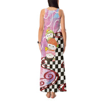 Personalized Japanese Kawaii Sushi Roll Tank Maxi Dress Wagara Palaka Pattern
