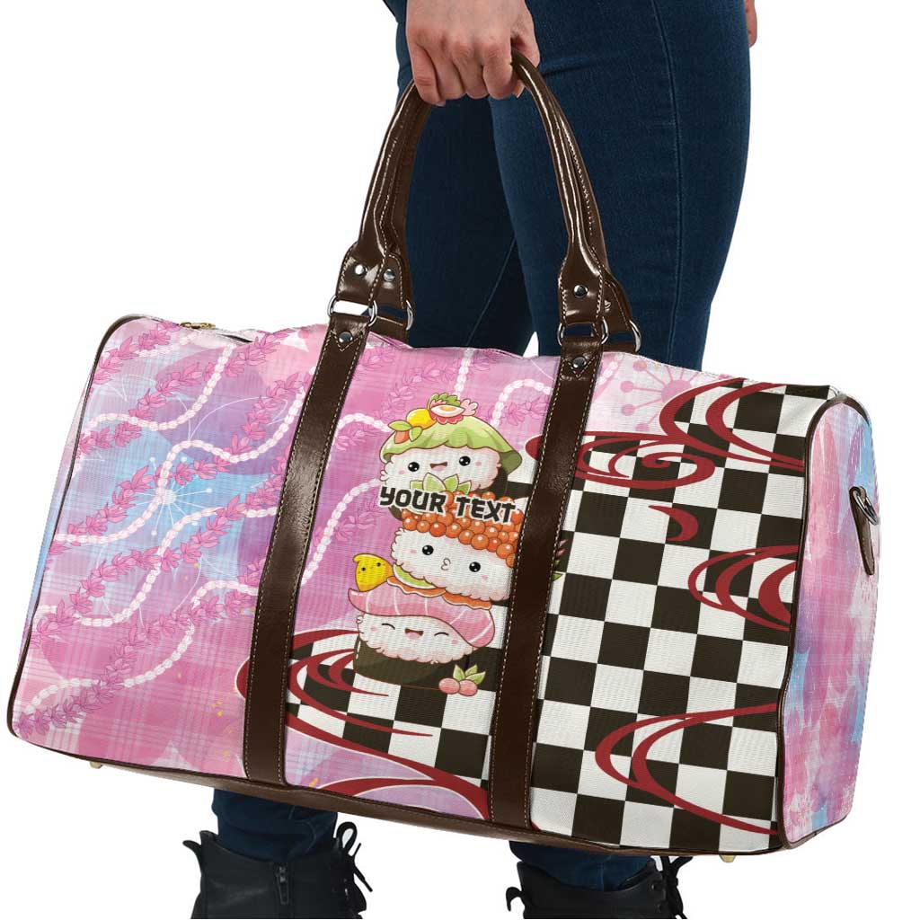 Personalized Japanese Kawaii Sushi Roll Travel Bag Wagara Palaka Pattern