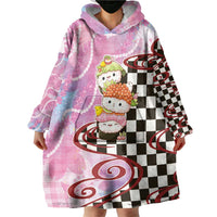 Personalized Japanese Kawaii Sushi Roll Wearable Blanket Hoodie Wagara Palaka Pattern
