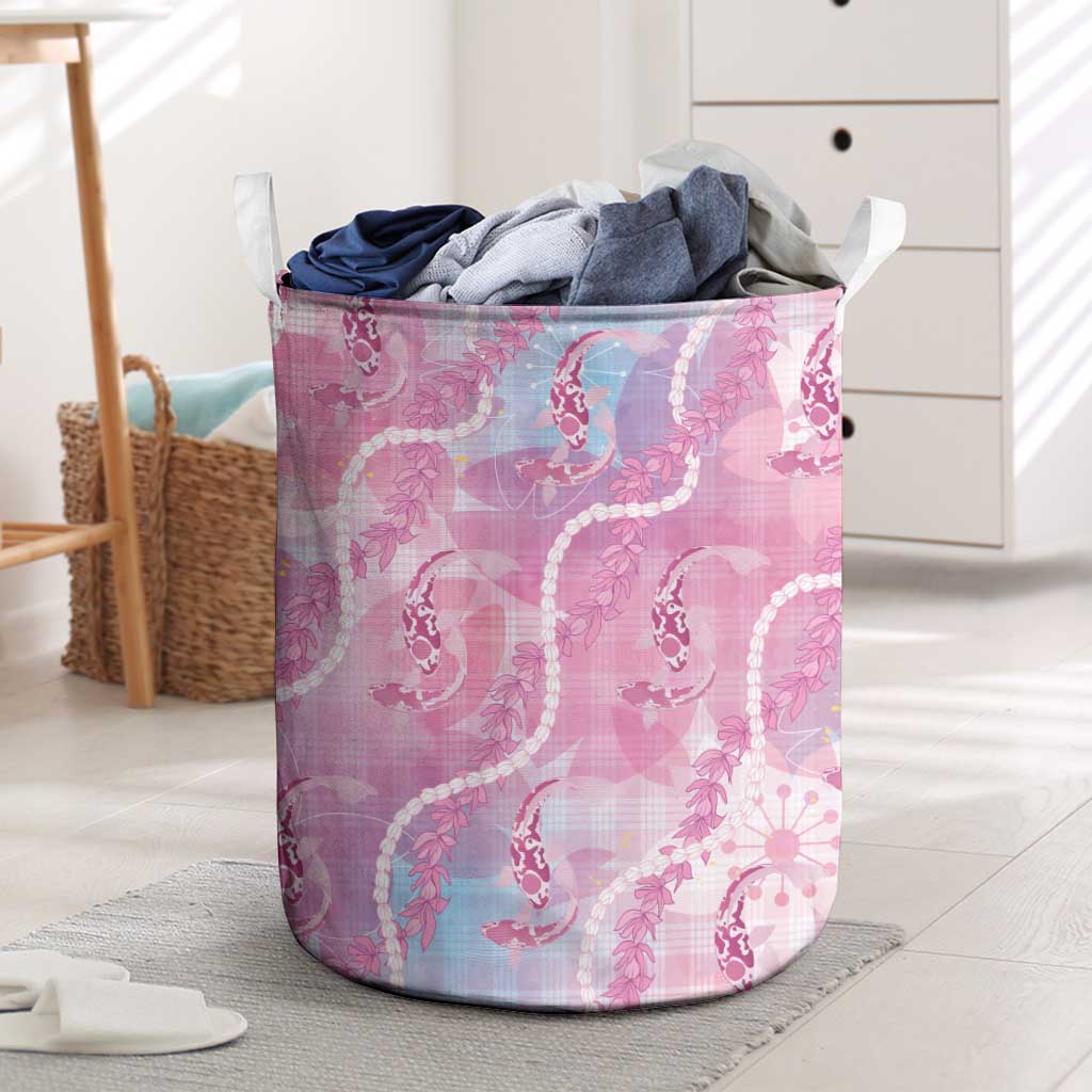 Japanese Koi Fish Laundry Basket Pink Wagara Palaka Honohono Pikake Lei