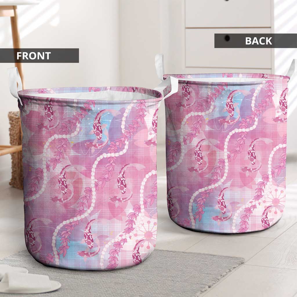 Japanese Koi Fish Laundry Basket Pink Wagara Palaka Honohono Pikake Lei