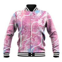 Japanese Koi Fish Baseball Jacket Pink Wagara Palaka Honohono Pikake Lei