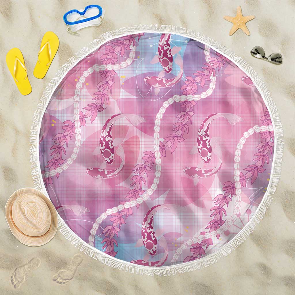 Japanese Koi Fish Beach Blanket Pink Wagara Palaka Honohono Pikake Lei