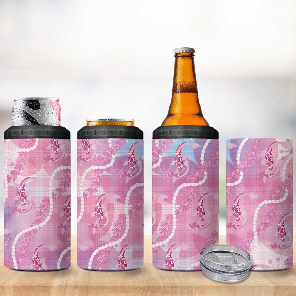 Japanese Koi Fish 4 in 1 Can Cooler Tumbler Pink Wagara Palaka Honohono Pikake Lei
