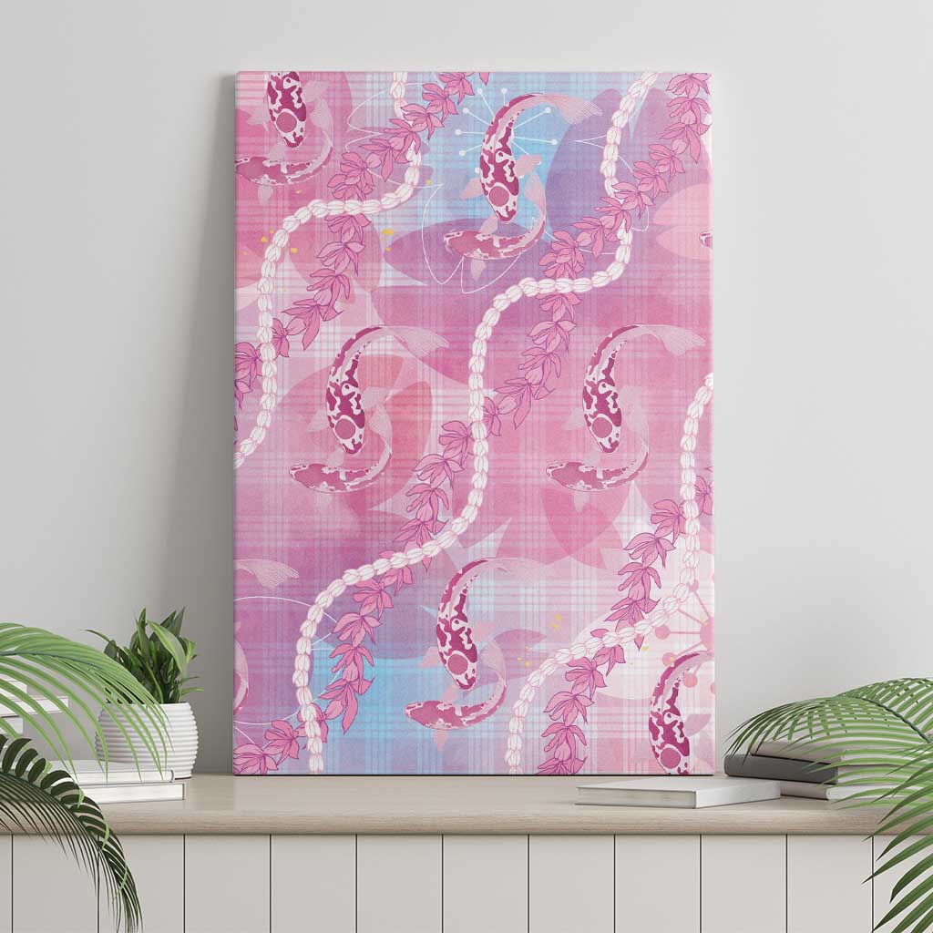 Japanese Koi Fish Canvas Wall Art Pink Wagara Palaka Honohono Pikake Lei
