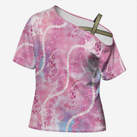 Japanese Koi Fish Cross Shoulder Shirt Pink Wagara Palaka Honohono Pikake Lei LT9 Female Pink - Polynesian Pride