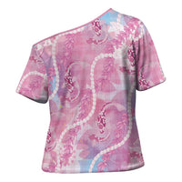 Japanese Koi Fish Cross Shoulder Shirt Pink Wagara Palaka Honohono Pikake Lei LT9 - Polynesian Pride