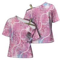 Japanese Koi Fish Cross Shoulder Shirt Pink Wagara Palaka Honohono Pikake Lei LT9 - Polynesian Pride