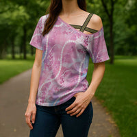 Japanese Koi Fish Cross Shoulder Shirt Pink Wagara Palaka Honohono Pikake Lei LT9 - Polynesian Pride