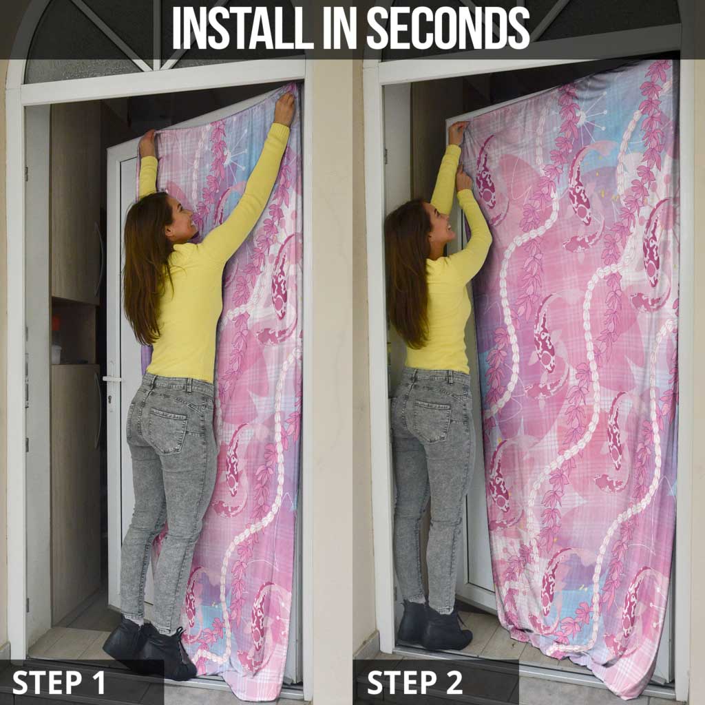 Japanese Koi Fish Door Cover Pink Wagara Palaka Honohono Pikake Lei LT9 - Polynesian Pride
