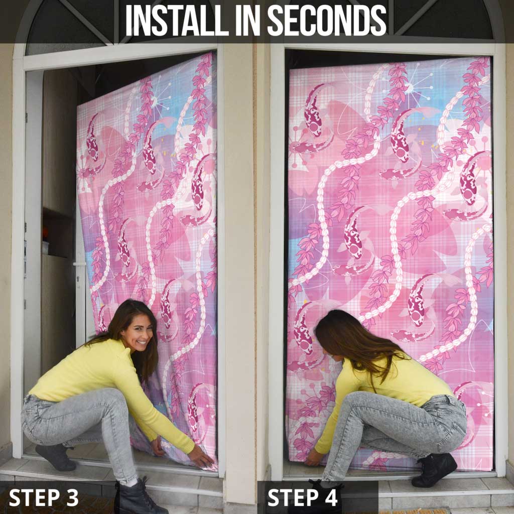 Japanese Koi Fish Door Cover Pink Wagara Palaka Honohono Pikake Lei LT9 - Polynesian Pride