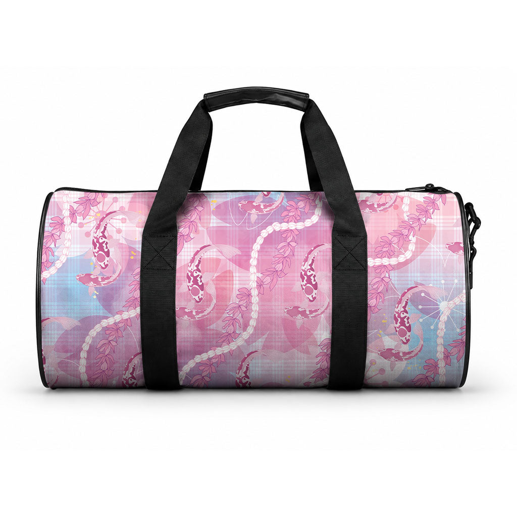 Japanese Koi Fish Duffle Bag Pink Wagara Palaka Honohono Pikake Lei LT9 One size Pink - Polynesian Pride