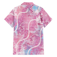 Japanese Koi Fish Family Matching Off The Shoulder Long Sleeve Dress and Hawaiian Shirt Pink Wagara Palaka Honohono Pikake Lei LT9 - Polynesian Pride