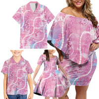 Japanese Koi Fish Family Matching Off Shoulder Short Dress and Hawaiian Shirt Pink Wagara Palaka Honohono Pikake Lei LT9 - Polynesian Pride