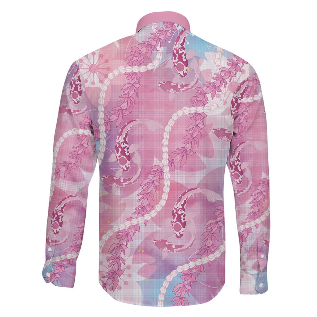 Japanese Koi Fish Family Matching Short Sleeve Bodycon Dress and Hawaiian Shirt Pink Wagara Palaka Honohono Pikake Lei LT9 - Polynesian Pride