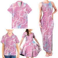 Japanese Koi Fish Family Matching Tank Maxi Dress and Hawaiian Shirt Pink Wagara Palaka Honohono Pikake Lei LT9 - Polynesian Pride