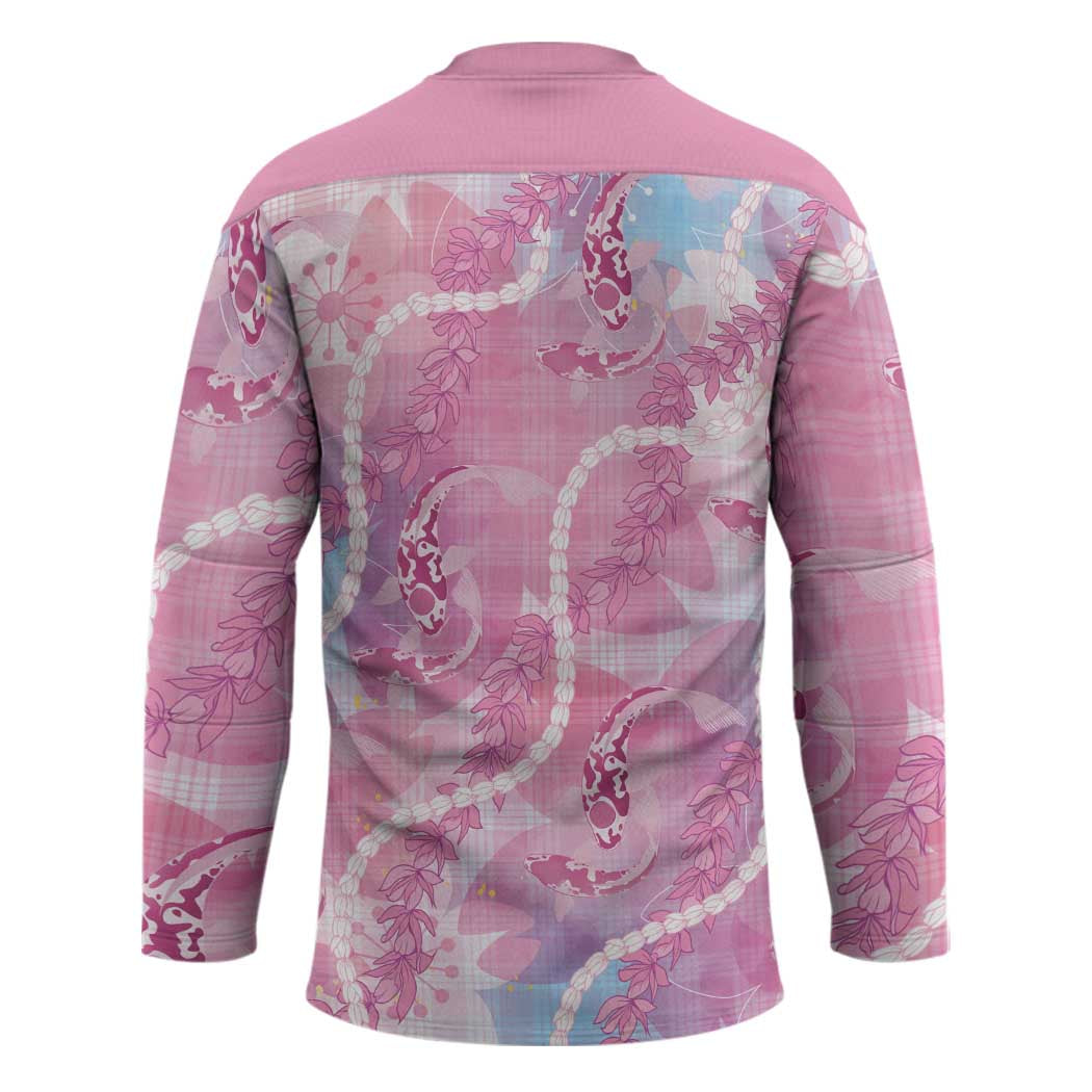 Japanese Koi Fish Hockey Jersey Pink Wagara Palaka Honohono Pikake Lei